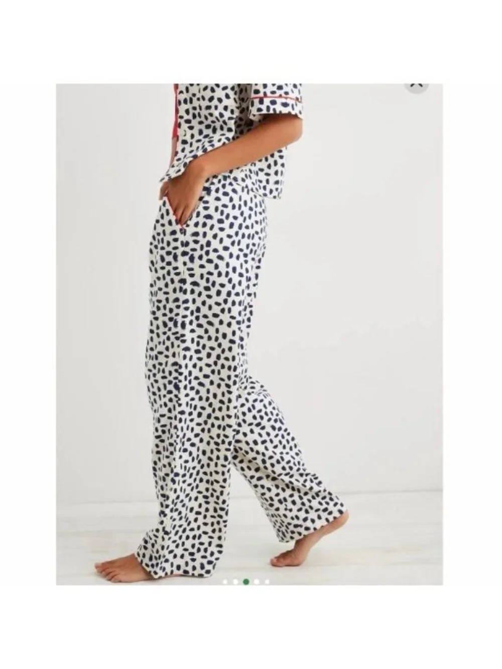 Aerie Flannel Skater Pajama Pants Toasted Coconut Print Size Small